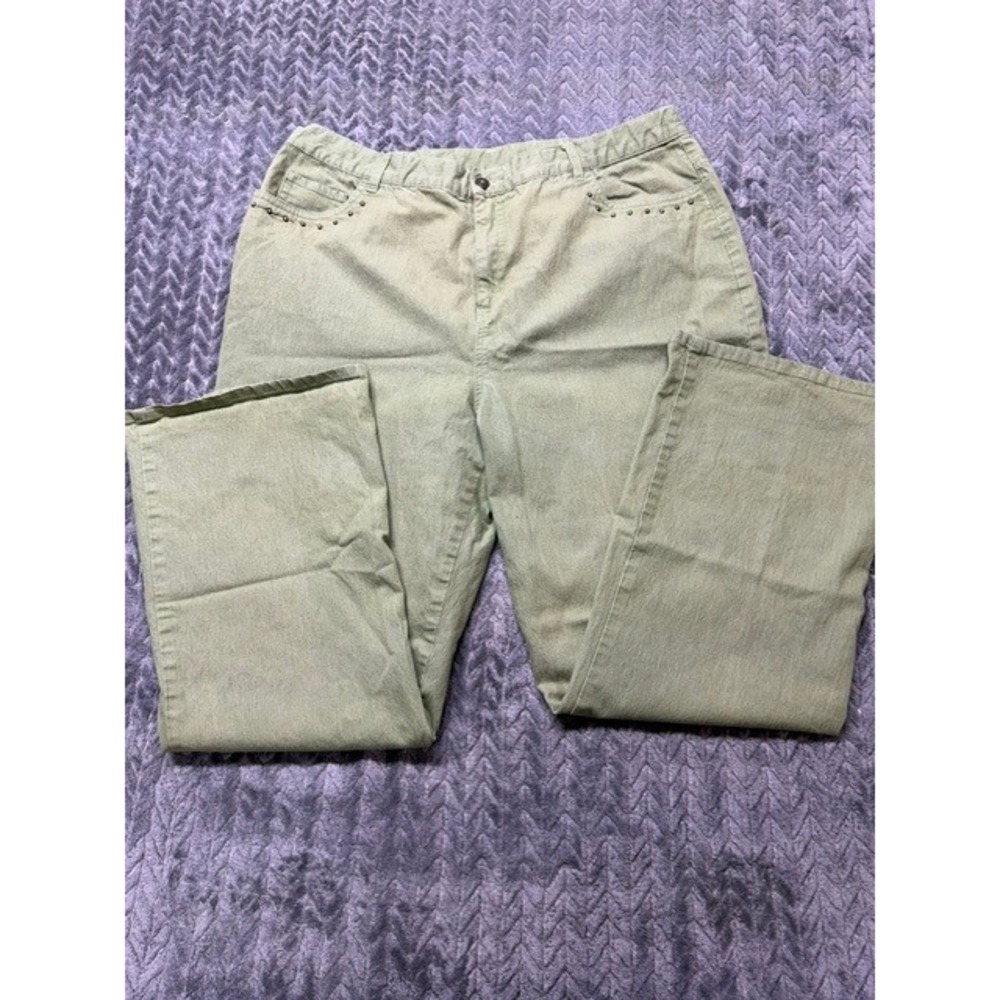 City Blues by Koret Olive Green Studded Straight Leg Pants Womens 18 0642